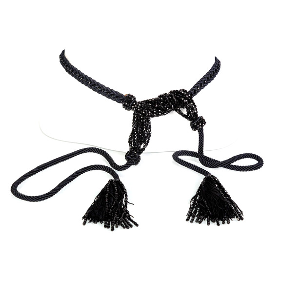 D5 Auth RARE Yves Saint Laurent YSL Purple Beaded Rope Tassel Necklace Belt 90s - Picture 1 of 6